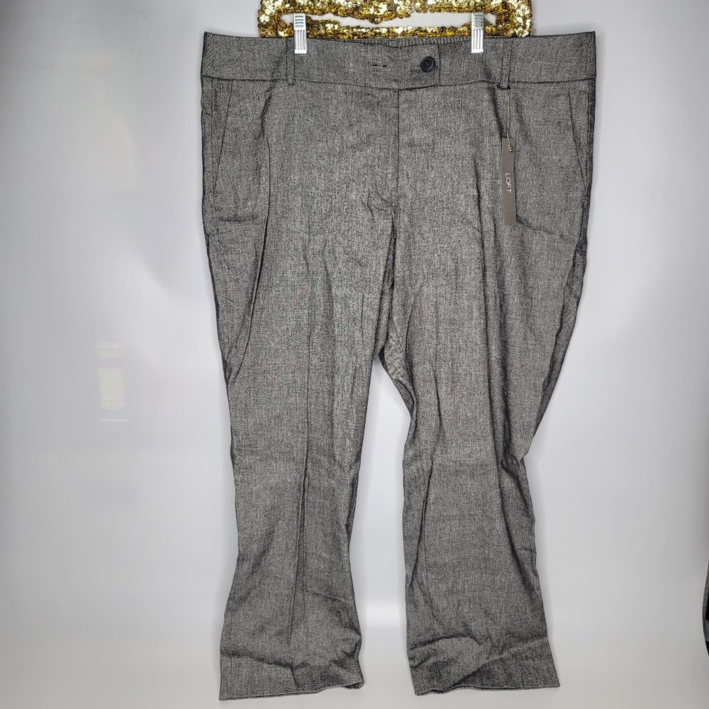 Ann Taylor Loft Plus Women's Gray Curve Slim Linen Casual Pants Career Size 18